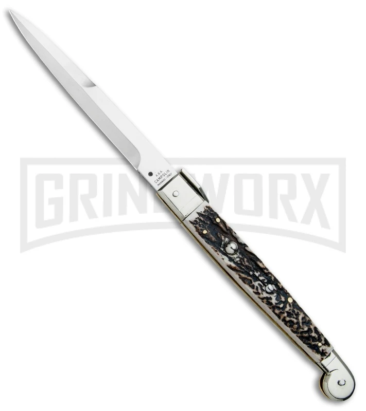 A.G.A. Campolin 12" Brazilian Stag Sicilian Picklock Automatic Knife - Bayonet 3 A.G.A. Campolin 12" Brazilian Stag Sicilian Picklock Automatic Knife - Bayonet