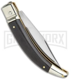 AGA Campolin Diana Ebony Lever Lock Automatic Knife - Satin Plain -Kershaw Shop AGA Campolin Diana LL Auto Dark Wood Satin BHQ 34351 jr side large