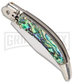 AGA Campolin Diana Abalone Lever Lock Automatic Knife - Polished Plain -Kershaw Shop AGA Campolin Diana Lever Lock Abalone Satin BHQ 87410 er spine large