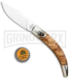AGA Campolin Diana Olive Wood Lever Lock Automatic Knife - Satin Plain -Kershaw Shop AGA Campolin Diana Lever Lock Auto Olive Wood Satin BHQ 95348 jr bottlecap large
