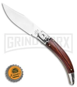 AGA Campolin Diana Santos Wood Lever Lock Automatic Knife - Satin Plain -Kershaw Shop AGA Campolin Diana Lever Lock Automatic Knife Santos Wood 3.75 Satin BHQ 120336 LS Bottlecap large