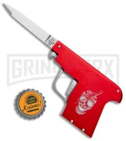 AGA Campolin Red Automatic Gun Knife - Satin Plain -Kershaw Shop AGA Campolin Gun Knife Auto Red Satin CEM PIS RED GX 33940 jr bottlecap large
