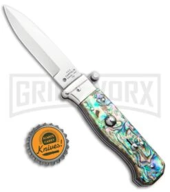 AGA Campolin Piccolo Abalone Italian Automatic Knife - Satin Plain -Kershaw Shop AGA Campolin Piccolo Italian Stiletto Auto Abalone Satin BHQ 92868 jr bottlecap large
