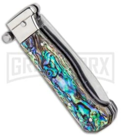 AGA Campolin Piccolo Abalone Italian Automatic Knife - Satin Plain -Kershaw Shop AGA Campolin Piccolo Italian Stiletto Auto Abalone Satin BHQ 92868 jr side large