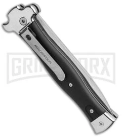 AGA Campolin Zero Black Coated Leverlock Automatic Knife - Bayo Polish Plain -Kershaw Shop AGA Campolin Zero Bayo LL Auto Black Coated Polish AGA01LN LB BHQ 92041 jr side large