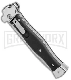 AGA Campolin Zero Black Coated Leverlock Automatic Knife - Bayo Polish Plain -Kershaw Shop AGA Campolin Zero Bayo LL Auto Black Coated Polish AGA01LN LB BHQ 92041 jr spine large