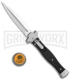 AGA Campolin Zero Black G-10 Leverlock Automatic Knife - Dagger Satin Plain -Kershaw Shop AGA Campolin Zero Dagger LL Auto Black G 10 Satin AGA01N SD BHQ 74035 jr bottlecap large