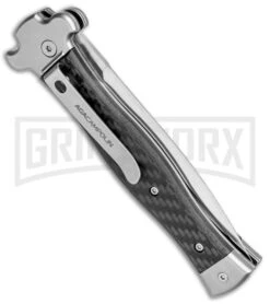 AGA Campolin Zero Carbon Fiber Leverlock Automatic Knife - Dagger Satin Plain -Kershaw Shop AGA Campolin Zero Dagger LL Auto CF Satin AGA01CF SD BHQ 79656 jr side large