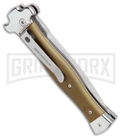 AGA Campolin Zero Green Aluminum Leverlock Automatic Knife - Dagger Satin Plain -Kershaw Shop AGA Campolin Zero Dagger LL Auto Green Alum Satin AGA01ALOD LD BHQ 99415 jr side large