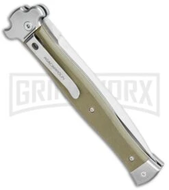 AGA Campolin Zero+ Green G-10 Leverlock Automatic Knife - Dagger Satin Plain 2.0 -Kershaw Shop AGA Campolin Zero Dagger LL Auto Green G 10 Satin BHQ 105462 jr side large