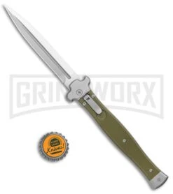AGA Campolin Zero+ Green G-10 Leverlock Automatic Knife - Dagger Satin M390 -Kershaw Shop AGA Campolin Zero Dagger LL Auto Green G 10 Satin BHQ 134844 jr bottlecap large