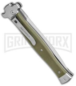 AGA Campolin Zero+ Green G-10 Leverlock Automatic Knife - Dagger Satin M390 -Kershaw Shop AGA Campolin Zero Dagger LL Auto Green G 10 Satin BHQ 134844 jr side large