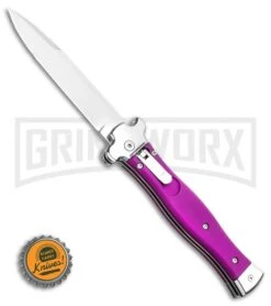 AGA Campolin Zero Violet Leverlock Auto Knife - Bayonet Tumbled -Kershaw Shop AGA Campolin Zero Dagger Leverlock Automatic Knife Black G 10 3.75in Satin AGA01N SD BHQ 74035 LS Bottlecap 2 large