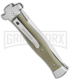 AGA Campolin Zero 10 Green G-10 Leverlock Automatic Knife -Dagger Satin Plain -Kershaw Shop AGA Campolin Zero Dagger Leverlock Automatic Knife G10 Grn Coated 3.75 Polish BHQ 115850 LS Side large