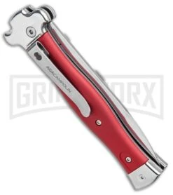 AGA Campolin Zero Red Aluminum Leverlock Automatic Knife - Bayonet Tumbled Plain -Kershaw Shop AGA Campolin Zero Italian LL Auto Red Aluminum Tumbled BHQ 95350 jr side large