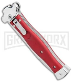 AGA Campolin Zero Red Aluminum Leverlock Automatic Knife - Bayonet Tumbled Plain -Kershaw Shop AGA Campolin Zero Italian LL Auto Red Aluminum Tumbled BHQ 95350 jr spine large