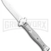 AGA Campolin Zero Gray Aluminum Leverlock Auto Knife - Bayonet Tumbled -Kershaw Shop AGA Campolin Zero Italian LL Gray Aluminum Tumbled AGA01ALP B BHQ 97991 jr large