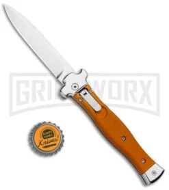 AGA Campolin Zero Orange Aluminum Leverlock Automatic - Bayonet Tumbled Plain -Kershaw Shop AGA Campolin Zero Italian LL Orange Aluminum Tumbled AGA01ALO LB BHQ 97990 jr bottlecap large