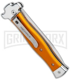 AGA Campolin Zero Orange Aluminum Leverlock Automatic - Bayonet Tumbled Plain -Kershaw Shop AGA Campolin Zero Italian LL Orange Aluminum Tumbled AGA01ALO LB BHQ 97990 jr side large