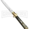 AGA Campolin 11" Frosolone Brazilian Horn/Brass Stiletto Automatic - Bayonet -Kershaw Shop AGA Frosolone Brazilian Brass 11in Bayo BP 29290 jr large