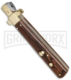 AGA Campolin 11" Frosolone Cocobolo/Brass Stiletto Automatic Knife - Bayonet -Kershaw Shop AGA Frosolone Cocobolo Brass 11in Bayo BP 29293 jr spine large