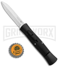 AKC Concord Black OTF Automatic Knife - Dagger Satin -Kershaw Shop AKC 007 Concord OTF Black Satin Dagger GX 30503 jr bottlecap large
