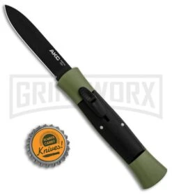 AKC Concord Green/Black OTF Automatic Knife - Flat Black -Kershaw Shop AKC 007 Concord OTF Green Black Flat GX 30500 jr bottlecap large