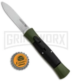 AKC 007 Concord Green/Black OTF Automatic Knife - Flat Satin -Kershaw Shop AKC 007 Concord OTF Green Satin Flat GX 30501 jr bottlecap large