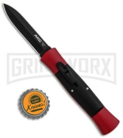 AKC 007 Concord Red/Black OTF Automatic Knife - Dagger Black -Kershaw Shop AKC 007 Concord OTF Red Black Dagger GX 30497 jr bottlecap large