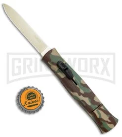 AKC 077 Concord Green Camo OTF Automatic Knife - Flat Gold Plain -Kershaw Shop AKC 077 Concord OTF Green Camo Gold BHQ 72047 jr bottlecap 2 large
