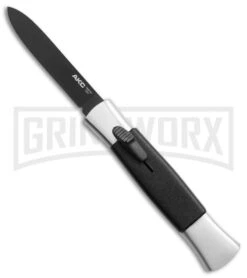 AKC 077 Concord Polish/Black OTF Automatic Knife - Flat Black Plain