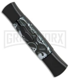AKC 077 Concord Route 66 Skull OTF Automatic Knife - Black Plain -Kershaw Shop AKC 077 concord route 66 skull black plain BP 19012 er side large