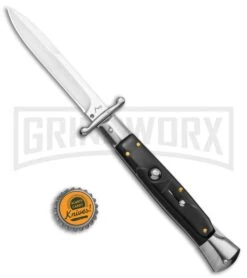 AKC 10" Italian Stiletto Swinguard Sim Horn Automatic Knife - Bayonet -Kershaw Shop AKC 10in Italian Swinguard Sim Horn Auto Bayo BHQ 138553 jr bottlecap large