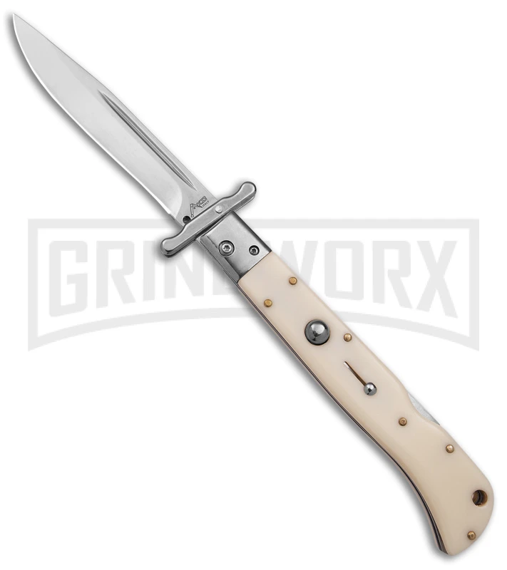 Italian Style 11" Roma Ivory Automatic Swinguard - Drop Point Polished Plain 3 Italian Style 11" Roma Ivory Automatic Swinguard - Drop Point Polished Plain