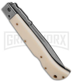 Italian Style 11" Roma Ivory Automatic Swinguard - Drop Point Polished Plain 8 Italian Style 11" Roma Ivory Automatic Swinguard - Drop Point Polished Plain -Kershaw Shop AKC 11in Roma Automatic Swinguard DP Ivory 4in Polished BHQ 153347 td side large