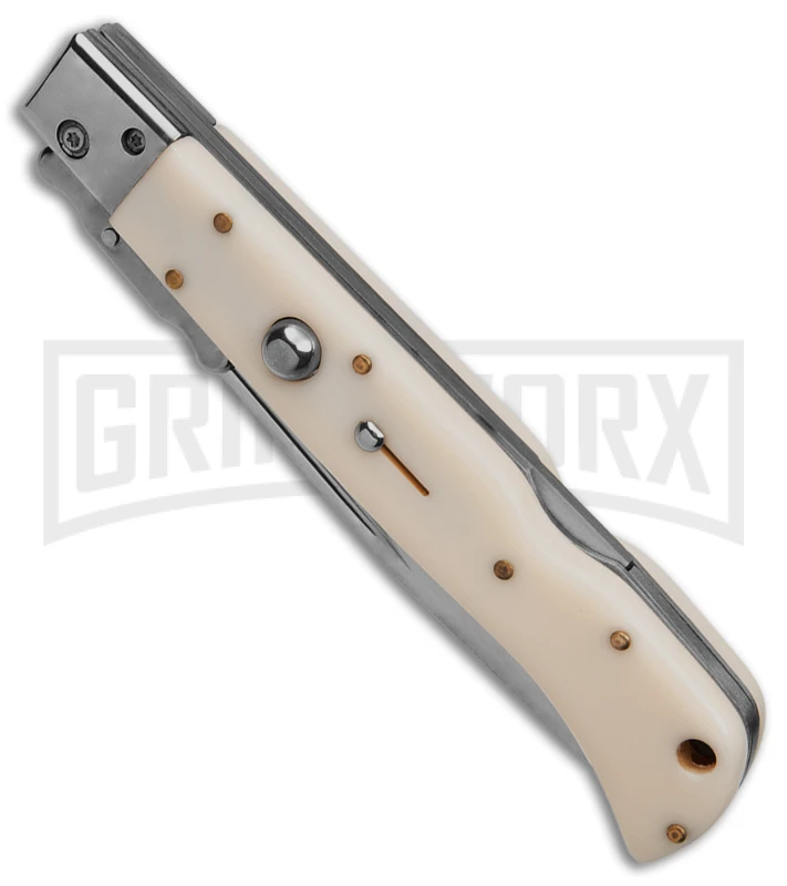 Italian Style 11" Roma Ivory Automatic Swinguard - Drop Point Polished Plain 4 Italian Style 11" Roma Ivory Automatic Swinguard - Drop Point Polished Plain - Image 2
