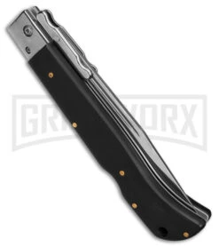 Italian Style 11" Roma Ebony Automatic Swinguard - Drop Point Polished Plain -Kershaw Shop AKC 11in Roma Ebony Automatic Swinguard DP polished plain GX 39626 td side large