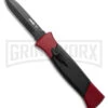 AKC 777 Blackfinger Red/Black OTF Automatic Knife - Black Plain Dagger -Kershaw Shop AKC 777 Blackfinger Dagger OTF Automatic Knife Red Black 3.375in Black Flat BHQ 184002 hd large