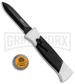 AKC 777 Blackfinger Tactical White/Blk OTF Automatic Knife - Dagger Black Plain -Kershaw Shop AKC 777 Blackfinger Dagger OTF White Black BHQ 82047 jr bottlecap large