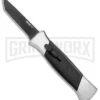 AKC 777 Blackfinger Brushed Aluminum OTF Automatic Knife - Black Tanto -Kershaw Shop AKC 777 Blackfinger OTF Auto Brushed Aluminum Black Black Tanto BHQ 153398 jr large