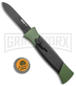 AKC 777 Blackfinger Green/Black OTF Automatic Knife - Black Plain -Kershaw Shop AKC 777 Blackfinger OTF Auto Green Black Black Flat BHQ 138920 jr bottlecap large