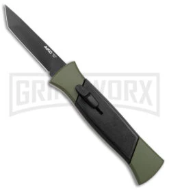 AKC 777 Blackfinger Green/Black OTF Automatic Knife - Black Tanto