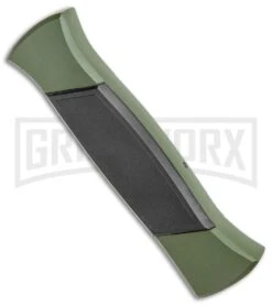 AKC 777 Green Blackfinger Brushed Aluminum OTF Automatic Knife - Black Dagger -Kershaw Shop AKC 777 Green Blackfinger Dagger OTF Auto Brushed Aluminum Black BHQ 87411 jr side large