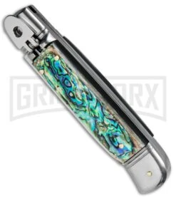 AKC 8" Italian Stiletto Leverlock Abalone Automatic Knife - Flat 7 AKC 8" Italian Stiletto Leverlock Abalone Automatic Knife - Flat -Kershaw Shop AKC 8in LL Italian Auto Abalone Polish Flat BHQ 82042 jr spine large