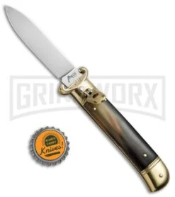 AKC 8" Shot Shell Puller Lever Lock Brazilian W/ Brass Auto Knife - Flat Plain -Kershaw Shop AKC 8in Shot Puller LL Brazilian Horn Brass BP 19886 jr bottlecap large