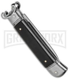 AKC 8" Shot Shell Puller Lever Lock Ebony Wood Automatic Knife - Flat Plain 8 AKC 8" Shot Shell Puller Lever Lock Ebony Wood Automatic Knife - Flat Plain -Kershaw Shop AKC 8in Shot Puller LL Ebony Wood BP 19888 jr side large