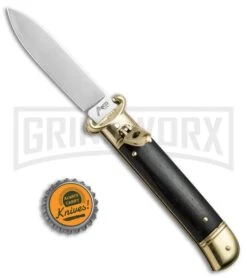 AKC 8" Shot Shell Puller Lever Lock Ebony W/ Brass Automatic Knife - Flat Plain -Kershaw Shop AKC 8in Shot Puller LL Ebony Wood Brass BP 19885 jr bottlecap large