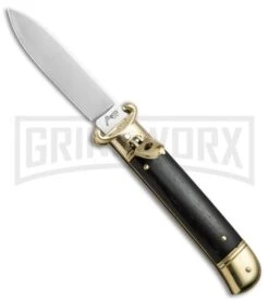 AKC 8" Shot Shell Puller Lever Lock Ebony W/ Brass Automatic Knife - Flat Plain