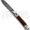 AKC 8" Italian Stiletto Lever Lock Stag Automatic Knife - Damascus Plain -Kershaw Shop AKC Classic 8in LL Stag Horn Damascus Flat BP 30458 jr large
