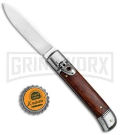 SKM 8" Italian Stiletto Lever Lock Cocobolo Automatic Knife - Polish Flat -Kershaw Shop AKC Classic LL Auto Italian Cocobolo Satin BHQ 81016 jr bottlecap large